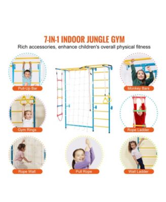Indoor Jungle Gym 7-in-1 Steel Climbing Playset for Toddlers