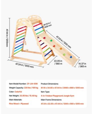4-in-1 Wooden Jungle Gym with Climbing Wall, Slide & Montessori-Style Design
