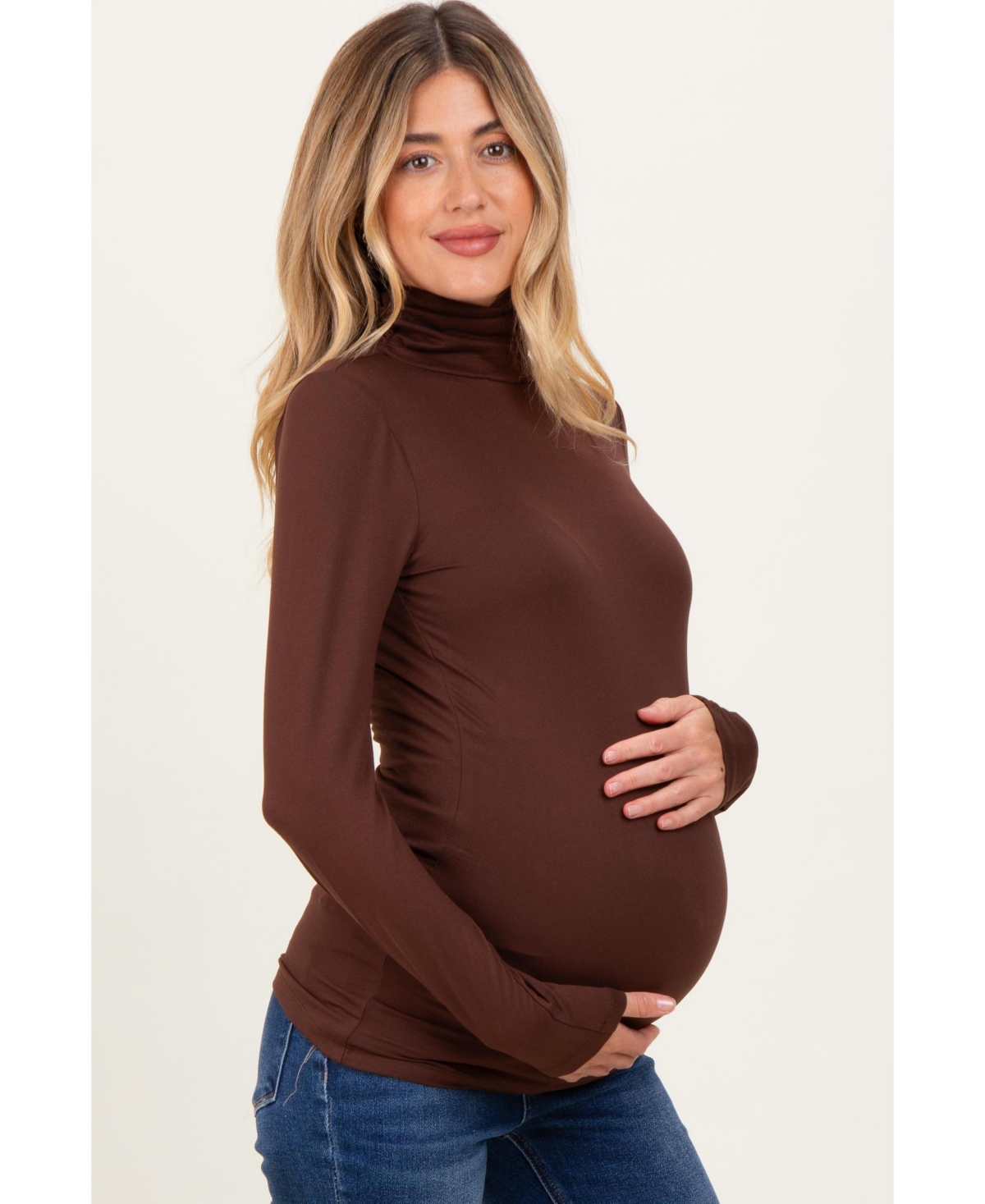 Pinkblush Maternity Black Brushed Knit Basic Turtleneck Top