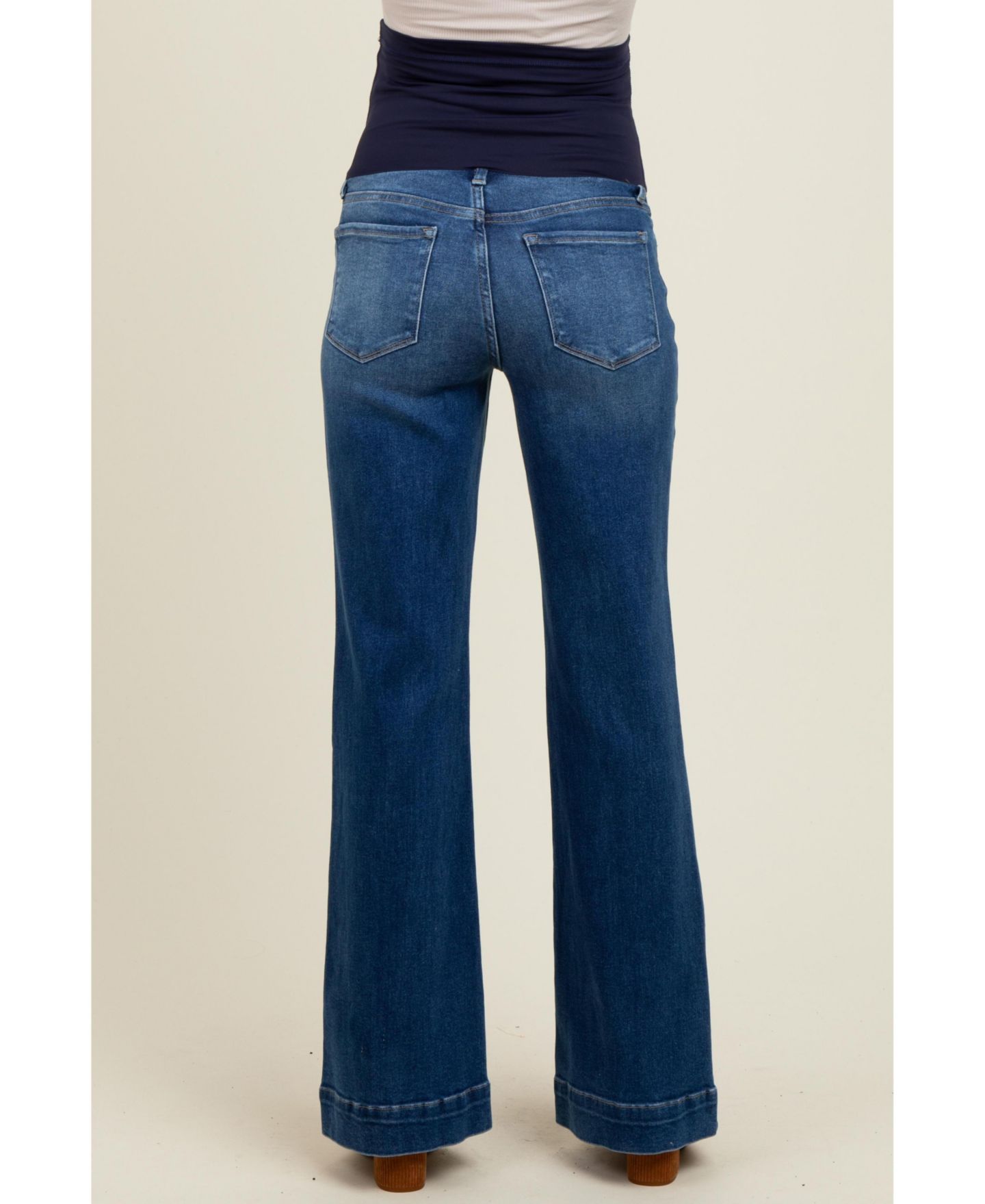 Женские джинсы Pinkblush Navy Blue Wide Hem Flare, цвет: Тёмно-синий — фото 7