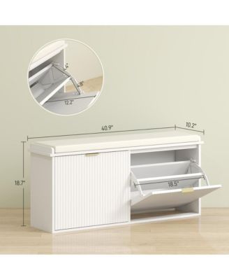 Modern Shoe Rack with Drawer and Cushioned Seat for Hallway
