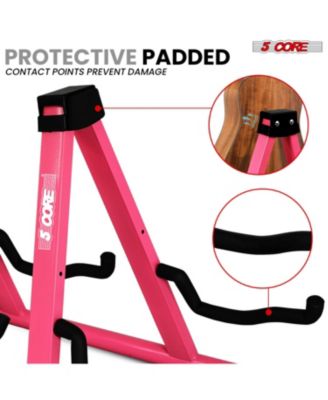 Double Guitar Stand Floor Adjustable A Frame Folding Acoustic Electric Guitars Holder Stands GSS 2N1 PNK