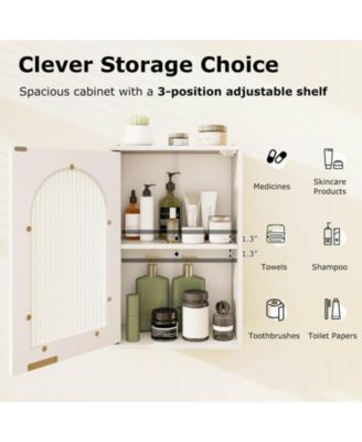Bathroom Wall Cabinet Medicine Cabinet with Tempered Glass Door & Adjustable Shelf