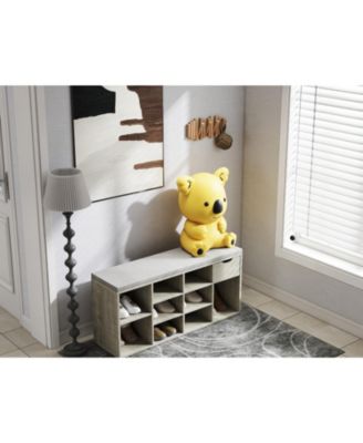 Storage Bench with Cushion, Drawer, and 3-Tier Shoe Shelf