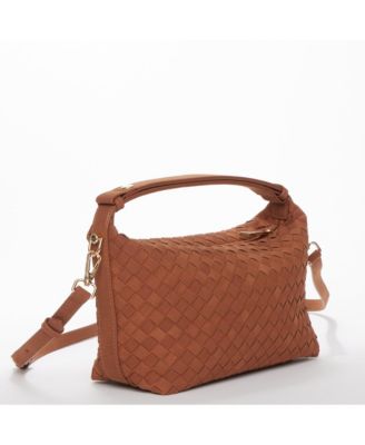 Woven Suede Hobo Bag with Crossbody Strap