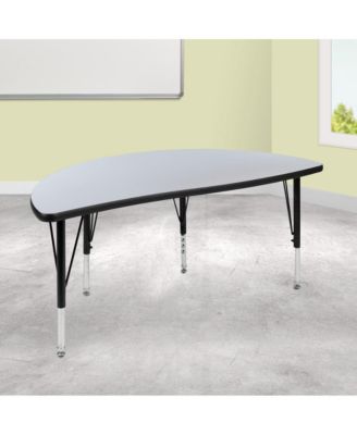 47.5" Half Circle Wave Flexible Collaborative Kids Adjustable Height Activity Table