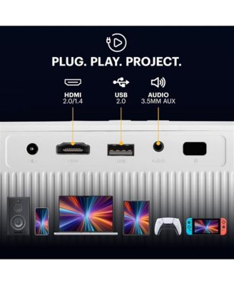 FLIK X20 Smart Projector, 1080p Portable Projector with Google TV Dongle Built-In (White)