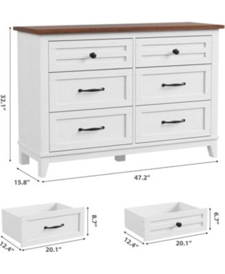 6-Drawer Black Bedroom Dresser, 47" Wide Freestanding Chest with Storage, Wooden Closet Organizer for Living Room, Bedroom, Entryway