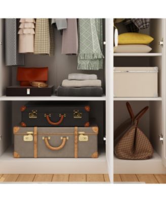 3-Doors Armoires Wardrobe with Hanging Rod and Storage Cubes 69.6 in. H x 47.2 in. W x 19.6 in. D