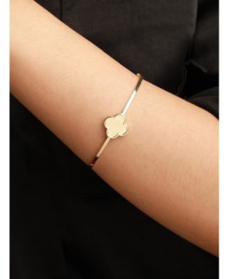 Clover Bangle Bracelet in 14K Gold, Fits Small to Medium Wrist, Approx. 3.4 grams.