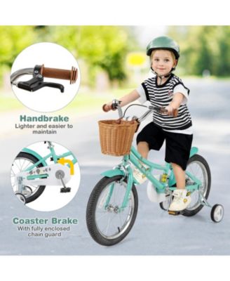Kids Adjustable Bike with Training Wheels Basket and Bell for Ages 4 to 8