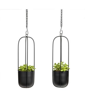 Walter 2-Piece Oval Hanging Planter Set with Chain Hanging Option