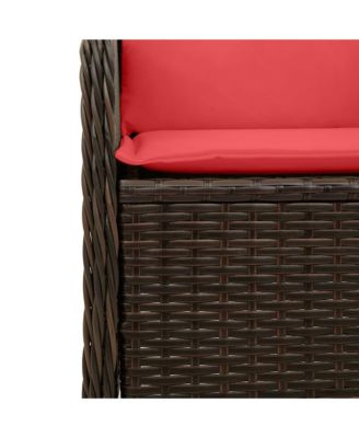 Reclining Patio Bench Brown PE rattan 2-seater Removable Covers