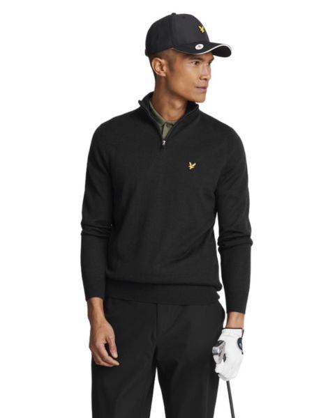 Мужской свитер Lyle & Scott Golf Quarter Zip Merino, цвет: Угольно-чёрный
