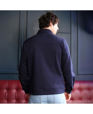 Men's Navy Blue Panel-Stitch Knit Sweatshirt