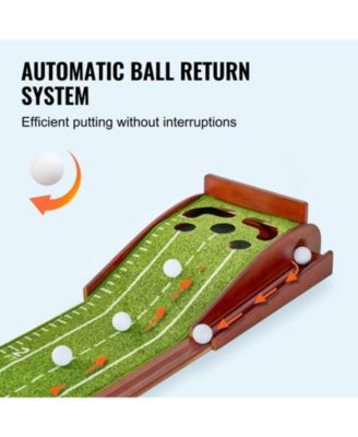 Golf Putting Mat Indoor 5-Hole Green with Ball Return Alignment Guide and Base