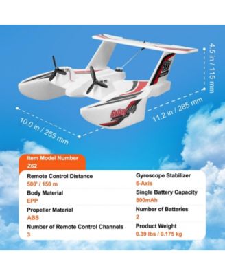 RC Plane, 2.4GHz 3-Channel Amphibious Airplane with 6-Axis Gyro, 2 Batteries, Ready-to-Fly Glider for Adults & Kids Beginners