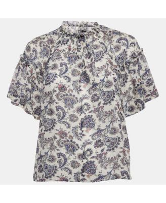 Women's Multicolor Silk Ruffled Top