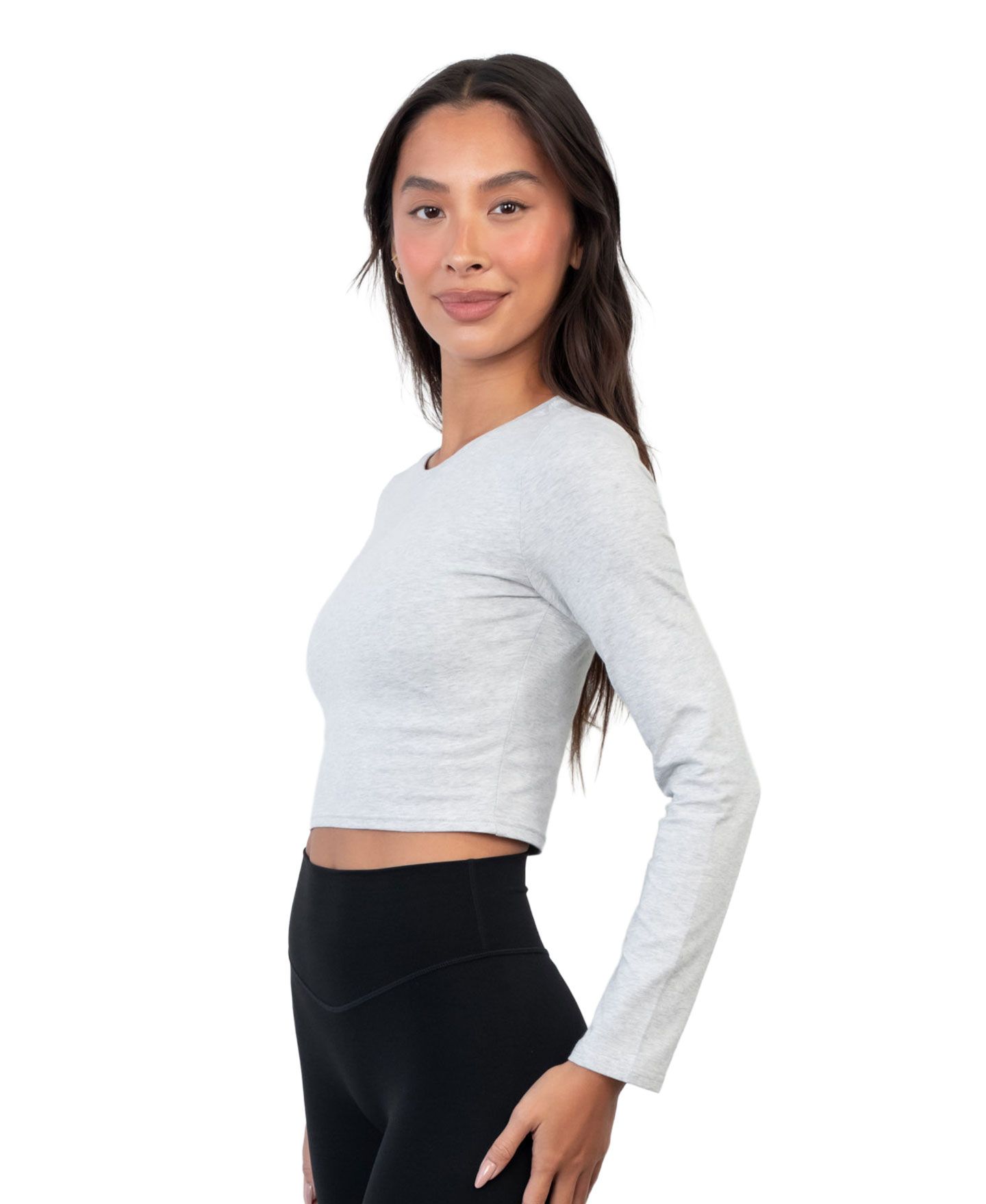 Женский топ Vitality Basis Long Sleeve, цвет: Меланжевый серый — фото 2