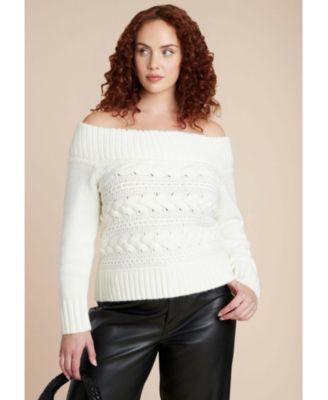 Women's Off The Shoulder Cableknit Sweater