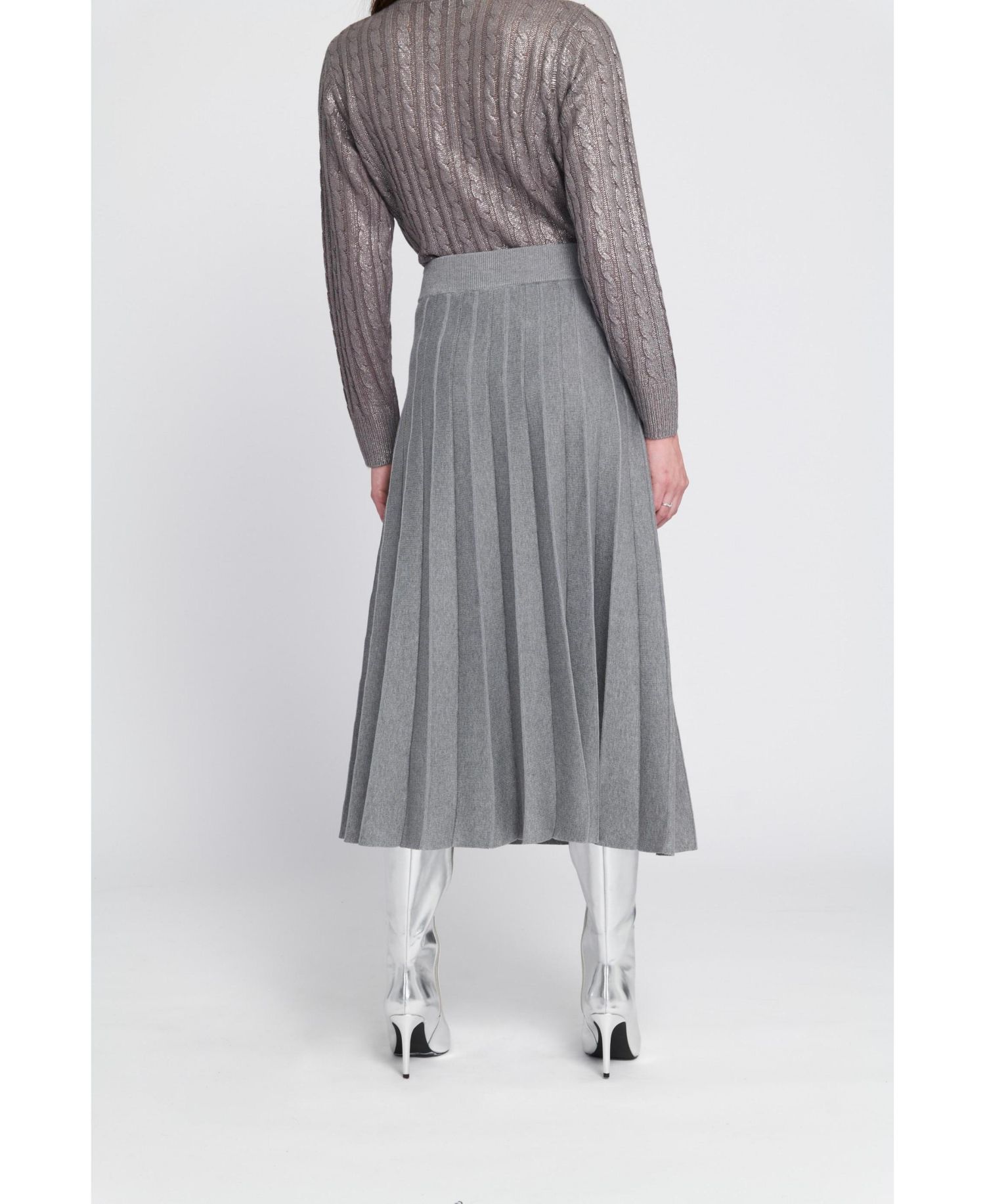 Women's Metallic Cable Knit Embellished Sweater