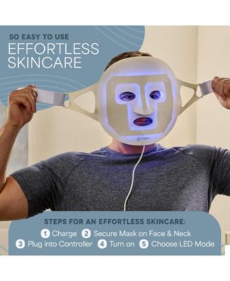 LED Light Therapy Face Mask - 3-Color Red Light Therapy for Face and Neck - Portable Home Facial Experience