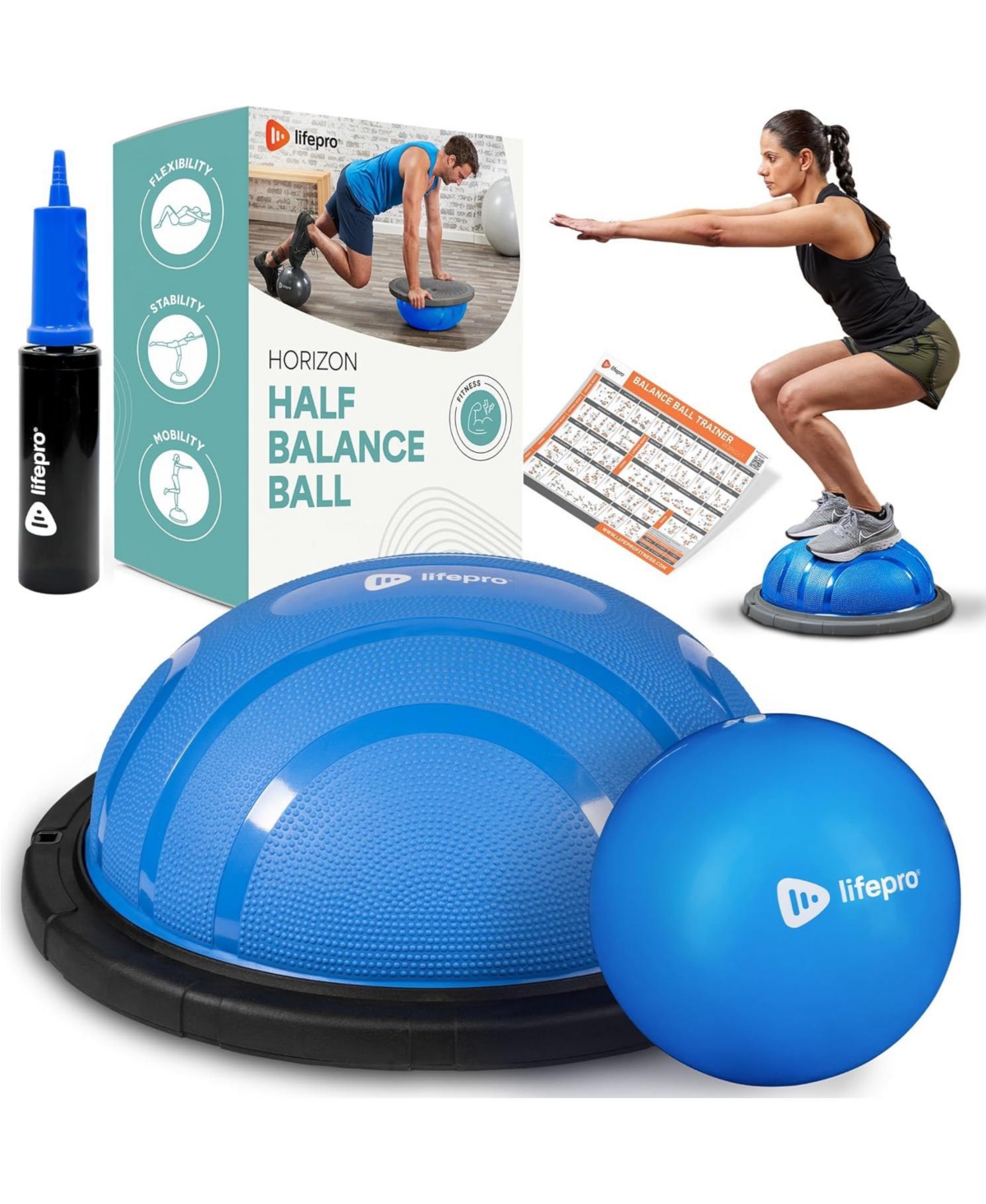 LifePro Half Balance Ball Trainer - Stability Ball for Full Body Workout & Physical Therapy Exercise