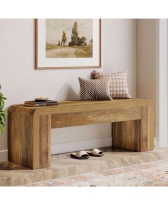 Farmhouse End of Bed Bench for Bedroom, 47.24-Inch Long Entryway Bench