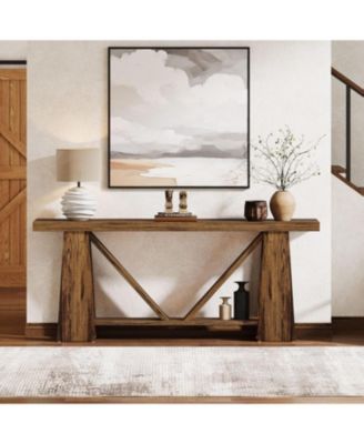 70.9-Inch Long Console Table, Farmhouse Entryway Table with Storage, Narrow Sofa Console Behind Couch