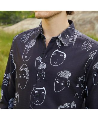 Men's Midnight Black Doodle Face Shirt