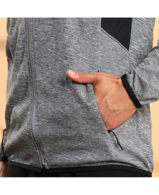Men's Grey Heathered Activewear Jacket With Contrast Detail