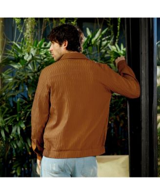 Men's Teddy Brown Crease-Tactile Bomber Jacket