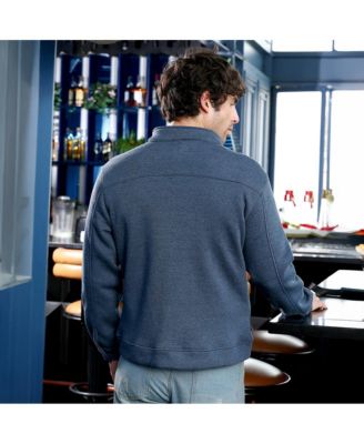 Men's Indigo Blue Panel-Stitch Knit Jacket