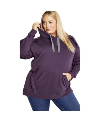 Women's Plus Size Frill Plain Hoodie