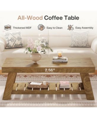 Rectangular Coffee Table, 47.24" Farmhouse Wood Center Tables for Living Room,Brown