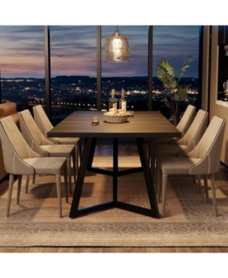 70.87-Inch Large Dining Table for 4-6, Modern Black Dining Room Table with Metal Frame