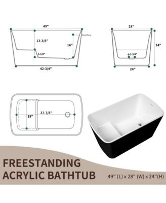Acrylic Freestanding Soaking Tub with Sit-In Design and Chrome Overflow