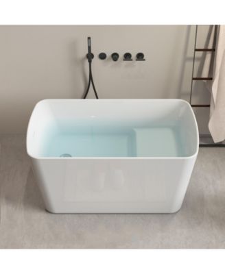 Acrylic Freestanding Soaking Tub with Sit-In Design and Chrome Overflow