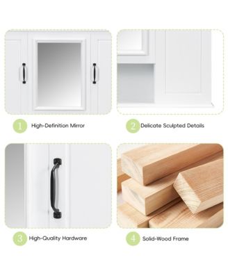 36" Wall Mounted Medicine Cabinet with Mirror and 3 Doors