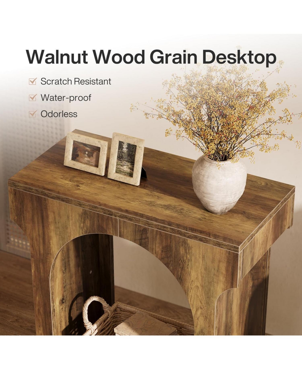 Tribesigns Wood End Table Set of 2, Side Table with Storage Space, Narrow Nightstand, Rustic Brown