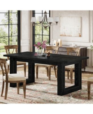 Farmhouse Dining Room Table for 4-6 People, Rectangular Dinner Table