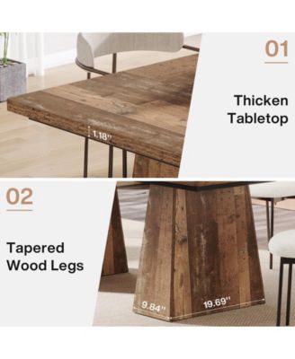 63-Inch Dining Table with Double Pedestal Base, Modern Kitchen Tabl, Espresso Brown