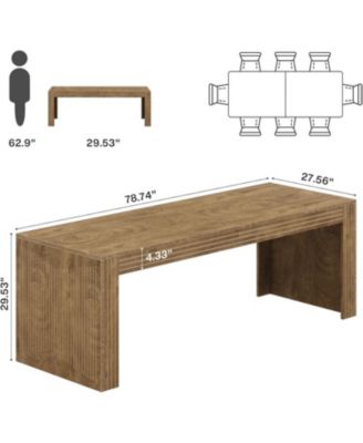 Large Dining Table for 6-8, Rectangular Kitchen Table with Heavy Duty Pedestal