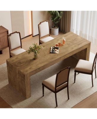 Large Dining Table for 6-8, Rectangular Kitchen Table with Heavy Duty Pedestal