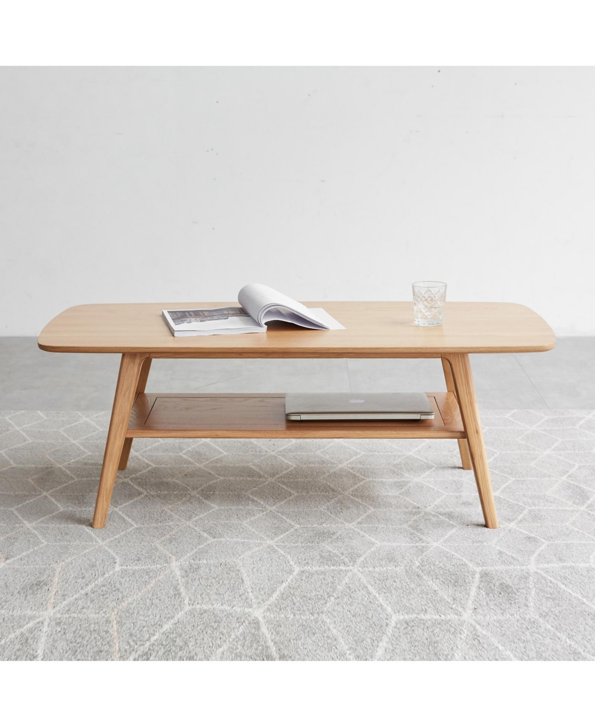 sumyeg Solid Wood Center Table with Storage Shelf in Natural Finish