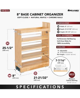 8'' Pullout Kitchen Cabinet Organizer Soft-close, 448-BCBBSC-8C
