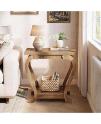 End Table, 2-Tier Bedside Accent Furniture for Living Room, Small Spaces, Bedroom, Brown