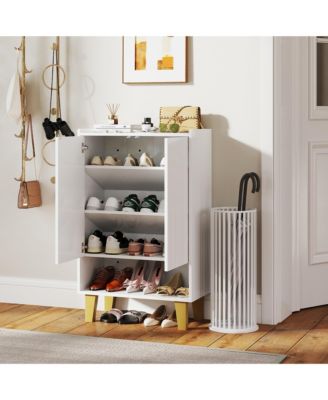 Shoe Storage Cabinet Freestanding Shoe Organizer w/ Anti-tipping Kit Open Shelf