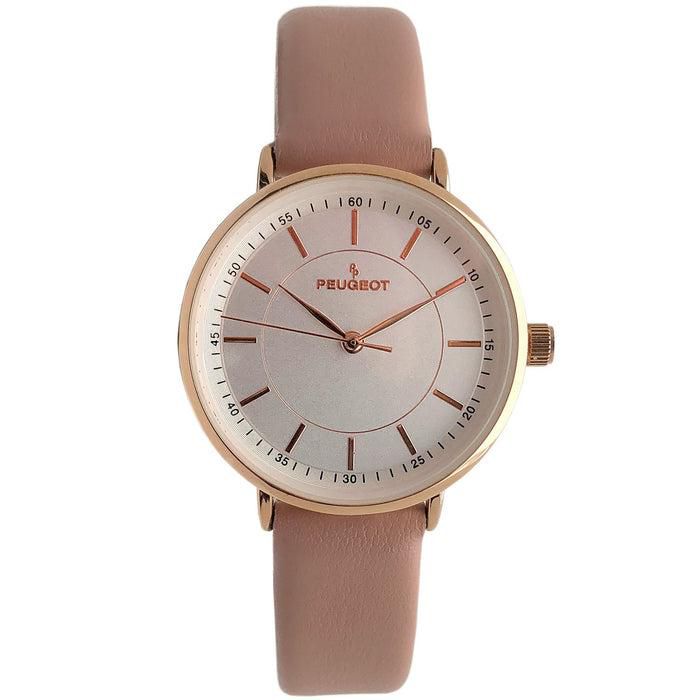 Peugeot Women's 30mm Pink Modern Calfskin Leather Strap Watch