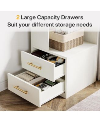 5-Tier Corner Bookshelf with 2 Drawers, 66.9-Inch Tall Corner Bookcase Shelf, Home Office